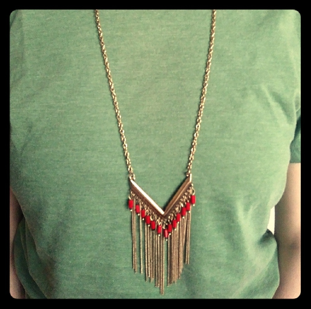 Gold Bohemian Chevron Necklace